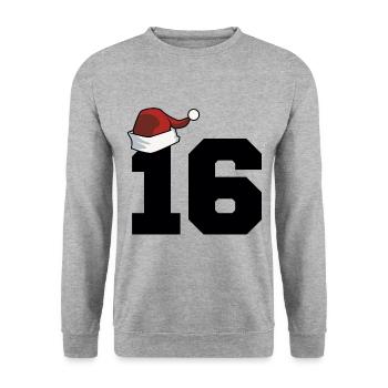 16 Zahl Weihnachten - Unisex Pullover - Weißgrau meliert - Vorne - Alina (178cm) & Michal (187cm)