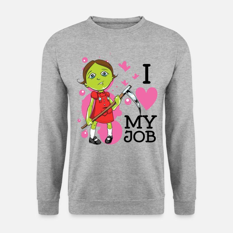 I love my job. Hexe Sensemann süß - Unisex Pullover - Weißgrau meliert