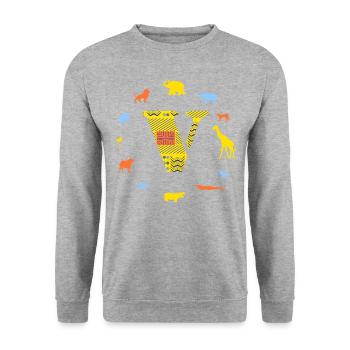 africa v - Unisex Sweatshirt - salt & pepper - Front - Alina (178cm) & Michal (187cm)