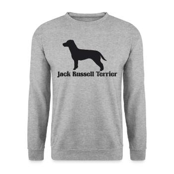 Jack Russell Terrier Silhouette - Unisex Pullover - Weißgrau meliert - Vorne - Alina (178cm) & Michal (187cm)