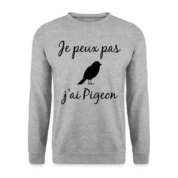 Je Peux Pas J ai Pigeon - Sweat-shirt Unisexe - gris chiné - Devant - Alina (178cm) & Michal (187cm)