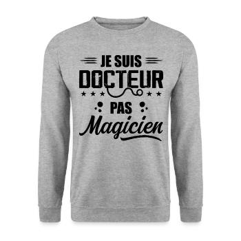Je Suis Docteur Pas Magicien Cadeau Pour Médecin - Sweat-shirt Unisexe - gris chiné - Devant - Alina (178cm) & Michal (187cm)