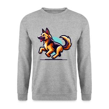 Chiot berger allemand - Sweat-shirt Unisexe - gris chiné - Devant - Alina (178cm) & Michal (187cm)
