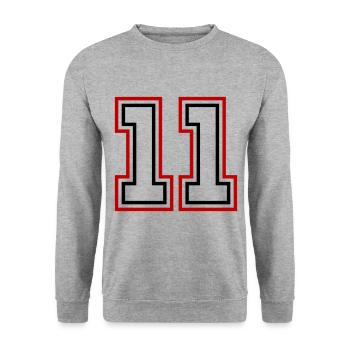 11 Numéro de numéro - Sweat-shirt Unisexe - gris chiné - Devant - Alina (178cm) & Michal (187cm)