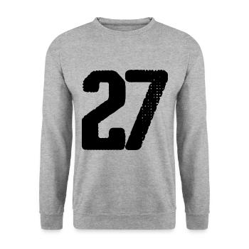 Maillot à 27 chiffres - Sweat-shirt Unisexe - gris chiné - Devant - Alina (178cm) & Michal (187cm)