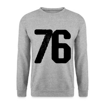 76 number jersey - Unisex Sweatshirt - salt & pepper - Front - Alina (178cm) & Michal (187cm)