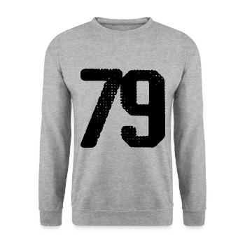 79 number jersey - Unisex Sweatshirt - salt & pepper - Front - Alina (178cm) & Michal (187cm)