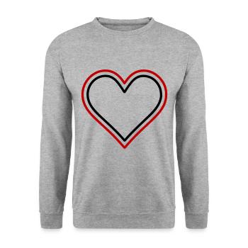 Herz Symbol Design - Unisex Pullover - Weißgrau meliert - Vorne - Alina (178cm) & Michal (187cm)