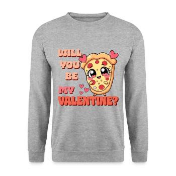 Pizza - Will You Be My Valentine - Unisex Sweatshirt - salt & pepper - Front - Alina (178cm) & Michal (187cm)