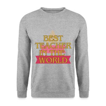 Bester Lehrer der Welt - Unisex Pullover - Weißgrau meliert - Vorne - Alina (178cm) & Michal (187cm)