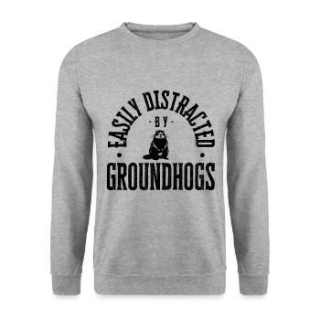 Facilement distrait par les marmottes - Sweat-shirt Unisexe - gris chiné - Devant - Alina (178cm) & Michal (187cm)