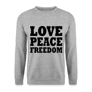 Love peace freedom - Unisex Pullover - Weißgrau meliert - Vorne - Alina (178cm) & Michal (187cm)