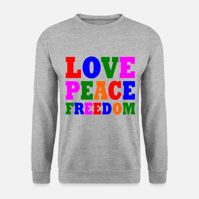Love peace freedom - Unisex Pullover - Weißgrau meliert