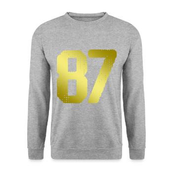 87 Number jersey - Unisex Sweatshirt - salt & pepper - Front - Alina (178cm) & Michal (187cm)