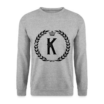 K Buchstabe Kranz - Unisex Pullover - Weißgrau meliert - Vorne - Alina (178cm) & Michal (187cm)
