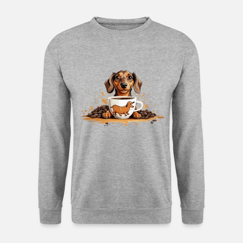 KURZHAARDACKEL KAFFEE DACKEL - Unisex Pullover - Weißgrau meliert