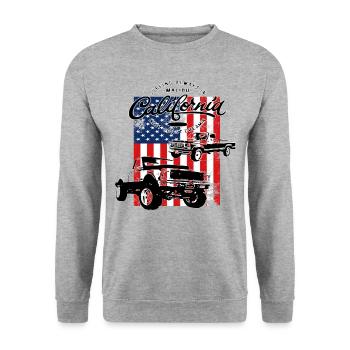 Muscle Car Pick Up USA Retro - Unisex Pullover - Weißgrau meliert - Vorne - Alina (178cm) & Michal (187cm)