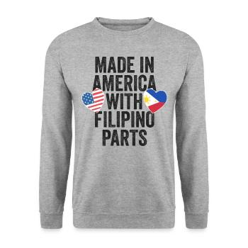 MADE IN AMERICA WITH FILIPINO PARTS - Unisex Sweatshirt - salt & pepper - Front - Alina (178cm) & Michal (187cm)