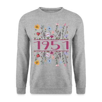 1951 Legendär Seit 1951 Geburtstag 1951 Frauen - Unisex Pullover - Weißgrau meliert - Vorne - Alina (178cm) & Michal (187cm)