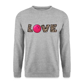 bowling bowlingkugel x strike bowling-love - Unisex Pullover - Weißgrau meliert - Vorne - Alina (178cm) & Michal (187cm)