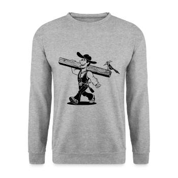 Zimmermann Cartoon - Unisex Pullover - Weißgrau meliert - Vorne - Alina (178cm) & Michal (187cm)