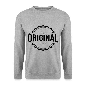Emblème original - Sweat-shirt Unisexe - gris chiné - Devant - Alina (178cm) & Michal (187cm)