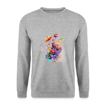 Flower - Sweat-shirt Unisexe - gris chiné - Devant - Alina (178cm) & Michal (187cm)