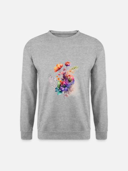 Blume - Unisex Pullover - Weißgrau meliert