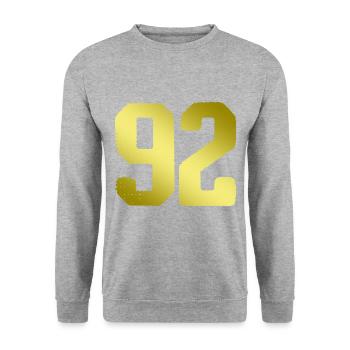 92 Number jersey - Unisex Sweatshirt - salt & pepper - Front - Alina (178cm) & Michal (187cm)