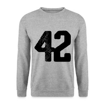 42 number jersey - Unisex Sweatshirt - salt & pepper - Front - Alina (178cm) & Michal (187cm)