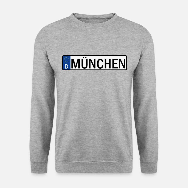 Autokennzeichen Stadt München Autos - Unisex Pullover - Weißgrau meliert