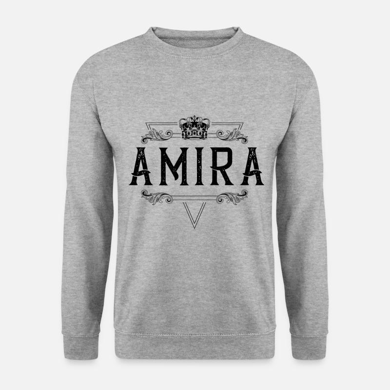 Amira Name - Unisex Pullover - Weißgrau meliert