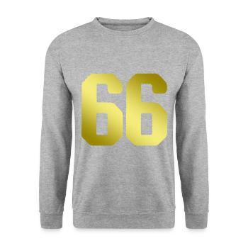 66 number jersey - Unisex Sweatshirt - salt & pepper - Front - Alina (178cm) & Michal (187cm)