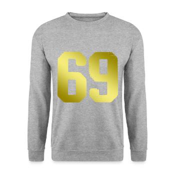maillot numéro 69 - Sweat-shirt Unisexe - gris chiné - Devant - Alina (178cm) & Michal (187cm)