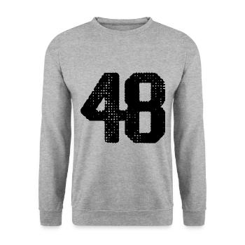 48 Zahl Trikot - Unisex Pullover - Weißgrau meliert - Vorne - Alina (178cm) & Michal (187cm)