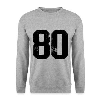80 Zahl Trikot - Unisex Pullover - Weißgrau meliert - Vorne - Alina (178cm) & Michal (187cm)