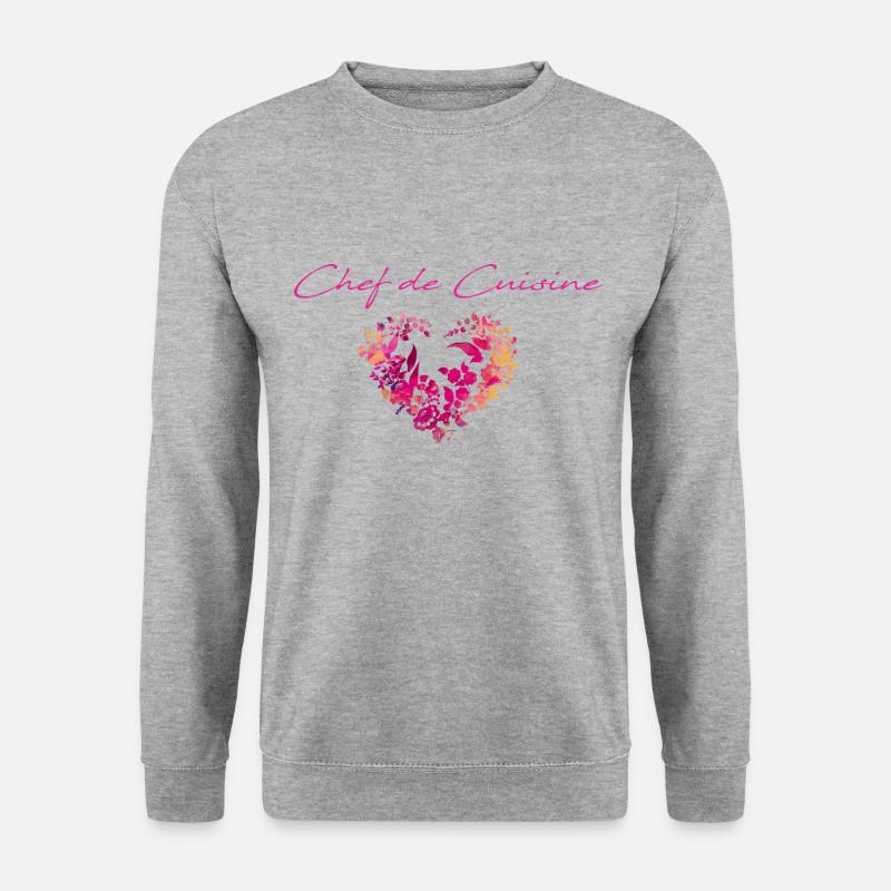 ungarische blumen, herz, Herz, chef de cuisine - Unisex Pullover - Weißgrau meliert