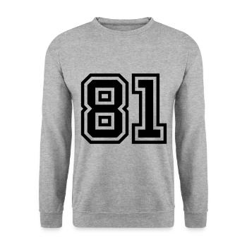 81 Zahl Symbol - Unisex Pullover - Weißgrau meliert - Vorne - Alina (178cm) & Michal (187cm)