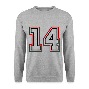 14 Numéro de numéro - Sweat-shirt Unisexe - gris chiné - Devant - Alina (178cm) & Michal (187cm)
