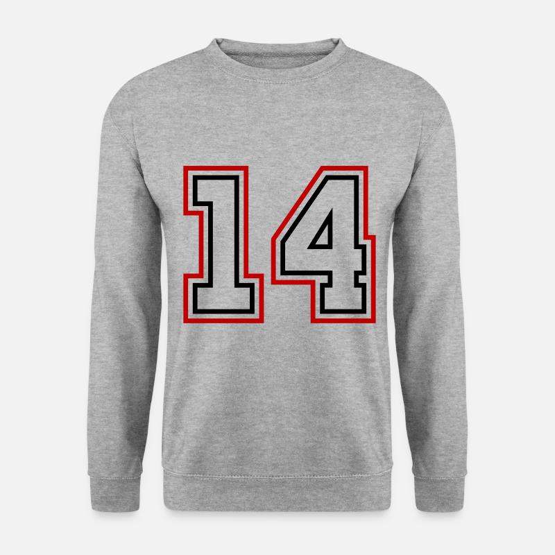 14 Zahl nummer - Unisex Pullover - Weißgrau meliert