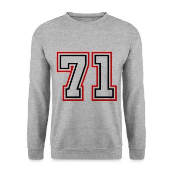 71 Number number - Unisex Sweatshirt - salt & pepper - Front - Alina (178cm) & Michal (187cm)