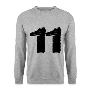 11 Maillot numéro - Sweat-shirt Unisexe - gris chiné - Devant - Alina (178cm) & Michal (187cm)
