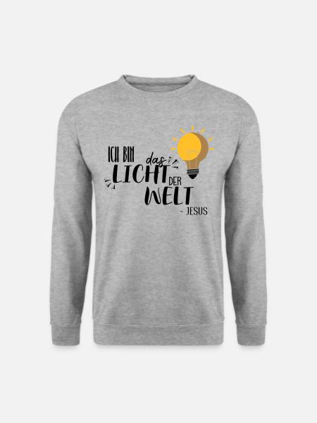 Ich bin das Licht - Unisex Pullover - Weißgrau meliert