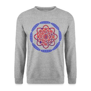 Nœud celtique 19 E 263 - Sweat-shirt Unisexe - gris chiné - Devant - Alina (178cm) & Michal (187cm)