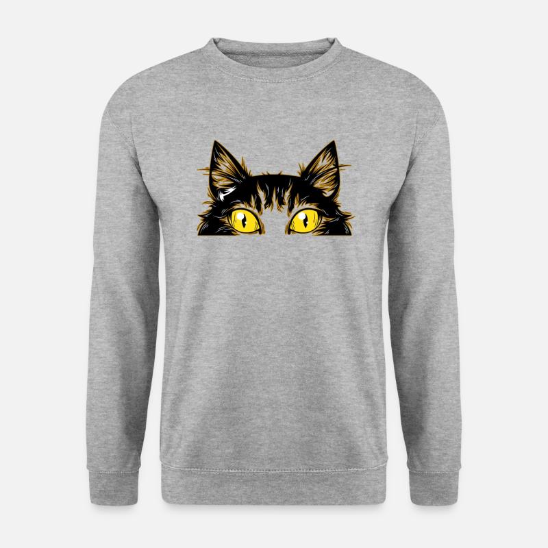 Miau, lustige Katze, lustige Katze - Unisex Pullover - Weißgrau meliert