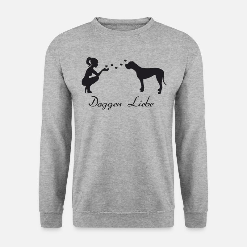 Deutsche Dogge mit Frau - Unisex Pullover - Weißgrau meliert