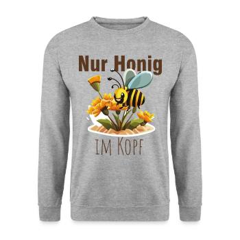Biene inmitten von Honig und Blumen - Unisex Pullover - Weißgrau meliert - Vorne - Alina (178cm) & Michal (187cm)