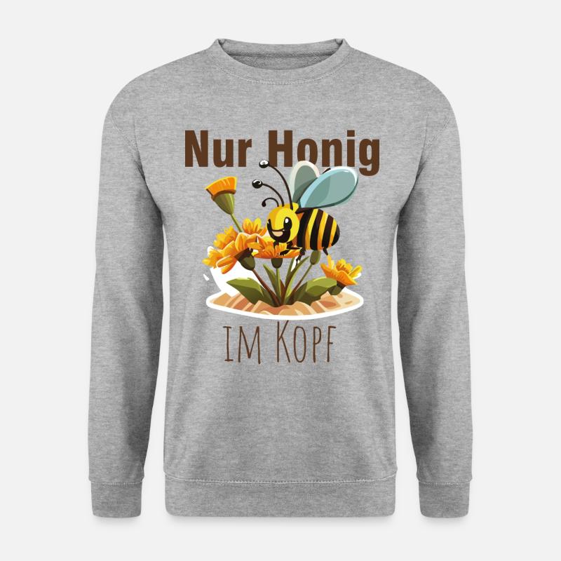 Biene inmitten von Honig und Blumen - Unisex Pullover - Weißgrau meliert