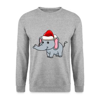 Elephant Christmas Comic - Unisex Sweatshirt - salt & pepper - Front - Alina (178cm) & Michal (187cm)
