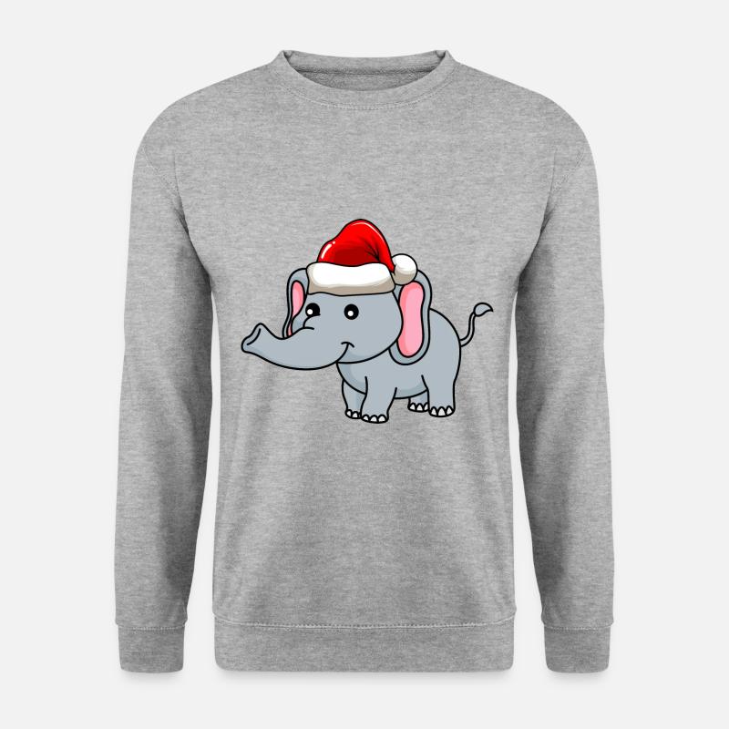 Elefant Weihnachten Comic - Unisex Pullover - Weißgrau meliert